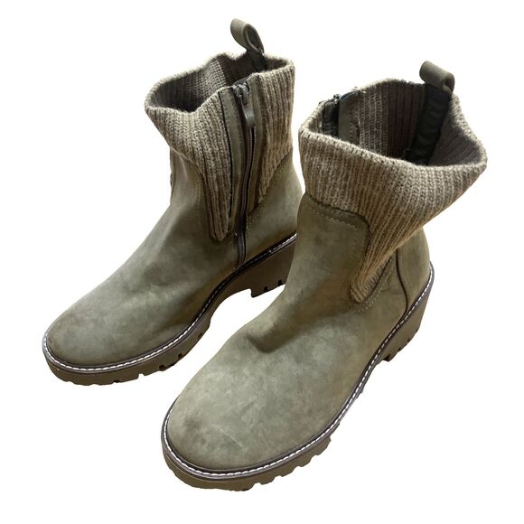 Torrid Chelsea Boots Plus Size 11 WW Olive Green Sweater Cuff Booties Extra Wide - Picture 1 of 16